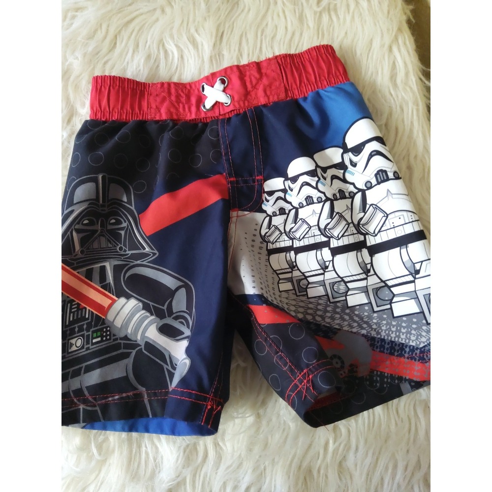 Lego Star Wars Boys Swim Trunks Blue Red TIE Fighter Graphic Shorts Size XS 4